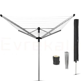 Resim Özbience Metallıc Grey 4 Kollu Döner Çamaşır Kurutma Askısı, 60 M Bahçe Askısı 
