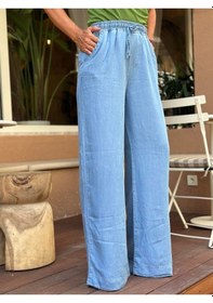 Resim 2418 Kadın İnce Yazlık Jeans Kot Denim Pantolon Mavi 