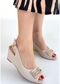 Resim Sepet365 Mamba Bej Cilt Dolgu Topuk Ayakkabı Çok Renkli 