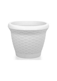 Resim Omnipazar So-hs06 Plastik Hasır Desenli Dekoratif Saksı 42 Litre No 6 Kirli Beyaz 113 