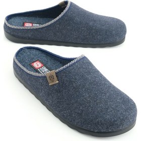 Resim Gezer Erkek Kışlık Keçe Rahat İç Taban Pu Alt Taban Ev Bahçe Gondol Terlik Lacivert 