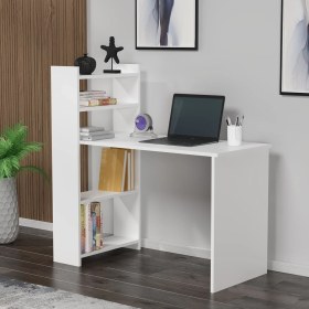 Resim Demonte Dekor 4 Raflı Enna Çalışma Masası Beyaz-Beyaz 