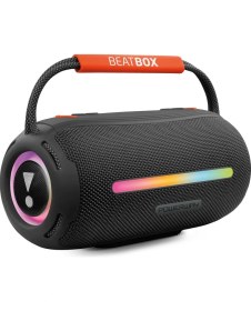 Resim Powerway Beatbox Siyah LED Işıklı Dayanıklı Ses Bombası USB Sd Aux Fm Radyo Bluetooh Hoparlör 