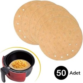 Resim 5DM 50 Adet Air Fryer Pişirme Kağıdı Tek Kullanımlık Hava Fritöz Yapışmaz Yağlı Kağıt Delikli Model 