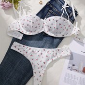 Resim Solunabilir Kumaş| Kiraz Kırmızısı Seksi İç Çamaşırı Seti Fiyonk Detaylı - Solunabilir Balenli Sütyen & Uygun Külot, Polyester Karışımı, Tüm Mevsimler İçin Dalga Kenar Tasarımı, Günlük İç Çamaşırı Giyim|Hassas Dalga Tasarımı|Pürüzsüz Kumaş Dokusu, Sütyen ve Külot Seti 