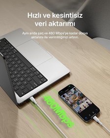 Resim Belkin Eco Örgülü USB-C USB-C 1M 240 W Tip-C USB 2.0 Şarj Kablosu Beyaz 