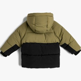 Resim Erkek Bebek Şişme Mont Kapüşonlu Peluş Astarlı Cepli 