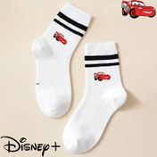 Resim Disney Cars Lightning McQueen Çocuklar için Orta-Bacak Çorapları - Siyah ve Beyaz Nefes Alabilen Hızlı Kuruyan Çoraplar Kırmızı Araba Grafikli, Tüm Mevsimler İçin Erkek ve Kız Çocukları İçin Rahat, Doğum Günleri, Partiler ve Hediyeler İçin Mükemmel, Sevimli Çoraplar, Canlı Çocuk Ayakkabıları, Rahat Çorap Malzemesi, Ter Direnci 