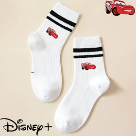 Resim Disney Cars Lightning McQueen Çocuklar için Orta-Bacak Çorapları - Siyah ve Beyaz Nefes Alabilen Hızlı Kuruyan Çoraplar Kırmızı Araba Grafikli, Tüm Mevsimler İçin Erkek ve Kız Çocukları İçin Rahat, Doğum Günleri, Partiler ve Hediyeler İçin Mükemmel, Sevimli Çoraplar, Canlı Çocuk Ayakkabıları, Rahat Çorap Malzemesi, Ter Direnci 