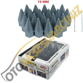 Resim A Kalite Mefsa Bijon Kapağı Sivri 19 Mm Gri 20 Li Set 