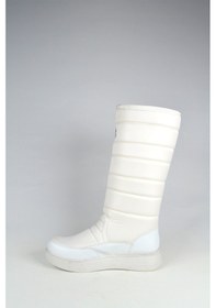 Resim Cırtcırtlı Içi Kürklü Su Geçirmez Kadın Kar Botu Beyaz 