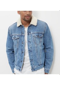Resim Oliggopol Slim Fit Içi Full Kürklü Erkek Kot Ceket Mont(300903773) 