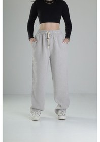 Resim Bol Kalıp Gri Keten Pantolon Coc2447 Gri 