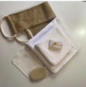Resim %100 Keten 6'lı Banyo Hamam Seti 