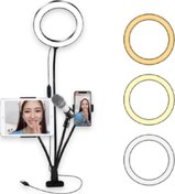 Resim 4 In 1 Selfie Led Halka Işık Klip-on Standı Telefon Ve Tablet Altlığı Tutucu CoverZone