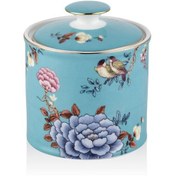Resim Lamedore 1LIN-CA013S Kavanoz Floral Blue Small Canister With Lid 11,5x13 cm 
