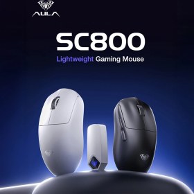 Resim Aula SC800 Lightweight PAW3395 Sensor 26000 Dpı 8000Hz Kablolu ve Kablosuz Gaming Oyuncu Mouse Beyaz 