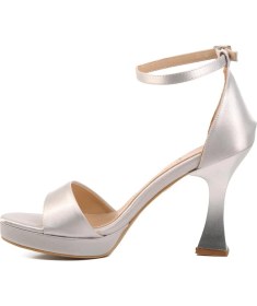 Resim Ayakmod 448183 Z Gümüş Saten Platform Topuk Kadın Topuklu Ayakkabı 