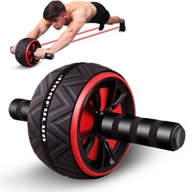 Resim 1 Adet Evde Fitness Karın Egzersiz Tekerleği - Kırmızı & Siyah Tutma Çubukları ile Taşınabilir Çekirdek Güçlendirici, Karın & Göğüs Kası Antrenmanı için Dayanıklı PP Malzeme, Üst Vücut Antrenmanı|Ergonomik Tutma Tasarımı|Dokulu Silindir Yüzeyi, Spor Salonu Aksesuarları 