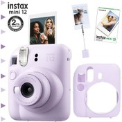 Resim Fujifilm Instax Mini 12 Lila Fotoğraf Makinesi-10'lu Film-kıskaçlı Resim Standı Ve Silikon Kılıf Seti 