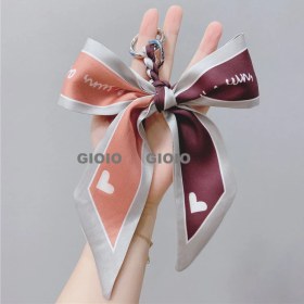 Resim Silver1 Gıoıo Yeni Ipek Eşarp Anahtarlık Kişiselleştirilmiş Inci Papyon Çanta Çekicilik Dokuma Anahtarlık (Yurt Dışından) 