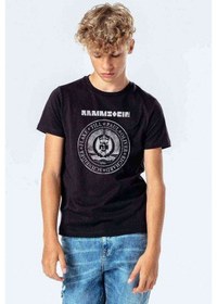 Resim Rammistein Baskılı Unisex Çocuk Siyah Tshirt 