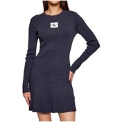 Resim Calvin Klein Jeans Kadın Uzun Kollu Kloş Mini Mavi Elbise Lv047d307g-vek Mavi 