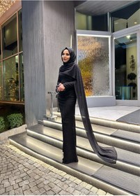Resim Bess Store Tesettür Kuyruklu Simli Liva Abiye 