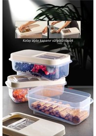 Resim Sürgülü Kapaklı 7.5 Lt Erzak Bakliyat Un Şeker Saklama Kabı 