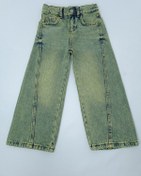 Resim Kız Çocuk Bol Paça Kot Pantolon Yeşil Lacivert Yeşil 