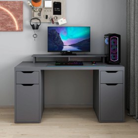 Resim Alen 150 cm 2 Çekmeceli 2 Dolaplı Çalışma & Oyuncu Masası - Antrasit 