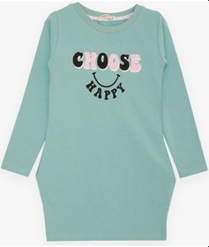 Resim Breeze Kız Çocuk Tunik Mutluluk Temalı Yazı Baskılı 8-12 Yaş, Mint Yeşili-mint Yeşili Mint 