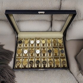Resim Ekstra Büyük Gökyüzü Işığı Toz Geçirmez Kilitli Saat Kutusu, 24 Yuvalı Premium Saat Sergi Kutusu, Baba veya Erkek Arkadaş İçin Mükemmel Hediye, Koleksiyonluk Saat Vitrini 