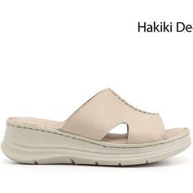 Resim Gönderi(R) Gönderi R Kadın Bej Dolgu Taban Hakiki Deri Terlik Dyza65145871 