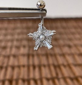 Resim 316 L Cerrahi Çelik Anti Alerjik 10 Mm İncili Baget Taşlı Göbek Piercingi Mor 