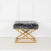 Resim Evodeko Altın Ayaklı Füme Peluş Puf 