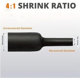 Resim Dashanshop 4mm 39.37inç 4:1 Oran Isı Büzülmeli Tüp Siyah Anti-korozyon Dayanıklı Çok Tell 