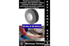 Resim Ultra Güçlü Yapışkan Isg Iş Yeri Kaygan Zemin Merdiven Siyah Kaydırmaz Bant 25 mm x 25 Metre 2 Adet 