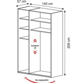 Resim Bubu Home Orion 3 Kapaklı GENÇ ODASI Dolap 