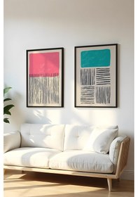 Resim Huhuli Ahşap Siyah Çerçeveli 2 Parça Set Tablo Huhu39 