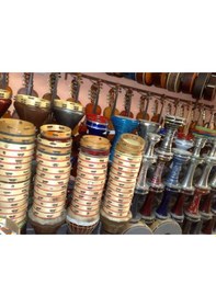 Resim Derili Ahşap Kasnak Zilli Tef Çap 22 Cm 