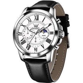 Resim Yingfu Olevs 3632 Erkekler Çok Fonksiyonlu Kadran Aydınlık Su Geçirmez Kuvars Saat Siyah Beyaz Çok Renkli Çok Renkli 