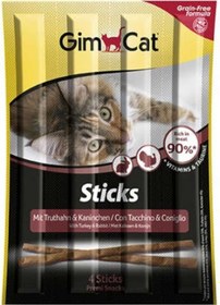 Resim Gimcat Tahılsız Hindi Etli ve Tavşanlı Sticks Kedi Ödül Çubukları 4 x 5 G 