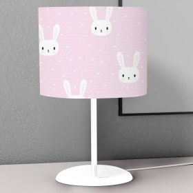 Resim instababyrooms Pembe Tavşan Desenli Çocuk Odası Dijital Baskılı Çocuk Odası Masaüstü Abajur Avize 