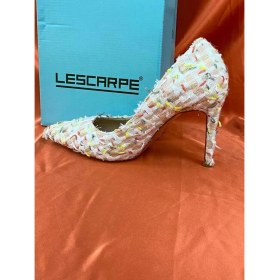 Resim Lescarpe LES048 Çok Renkli Kumaş Desenli Özel Seri Premium Stiletto Kadın Topuklu Ayakkabı 