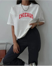 Resim aynewmoda Chicago Baskılı Eşofman Altı Ve T-shirt - Jogger Tişört Alt Üst Eşofman Takımı Bisiklet Yaka 