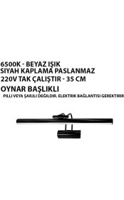 Resim Siyah Mat Beyaz Işık Banyo Duvar Aynası Tablo Aydınlatması Flüt Kuğu Ledli Aplik 