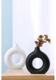 Resim Beyaz Dekoratif Vazo Seti Obje Ev Dekorasyon Masa Üstü Dekor Vazo Seti Model 23 Siyahbeyaz Siyahbeyaz 