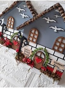 Resim PSAcraft Anahtar Askısı Kozalak Çatılı Yaz Temalı 23 X 25 Cm Gri 50 x 110 