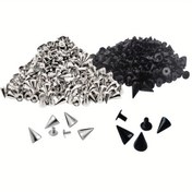 Resim Gümüş/Gun Siyah Konik Çiviler, Kıyafet El Sanatları için Vida ile Bağlanan Çiviler, Deri İşleri için Vida ile Konik Rivetler, DIY El Sanatları, Şık Rivetler, Punk Ayakkabıları, Kıyafetler, Çantalar, Punk ve Gotik Moda Aksesuarları, Dekoratif Çiviler, Kıyafetler, Çanta, Deri Ayakkabılar, Punk Rock Takı El Sanatları (7mm X 10mm, 30 adet) 